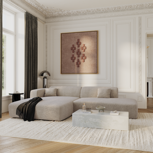 Sia Home - Hoekbanken links MYRA - Fluweel met patroon - Beige - 300cm - vtwonen shop