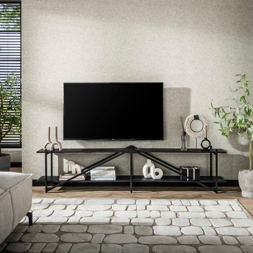 Giga Meubel Tv-Meubel Piega - Zwart - 220x35x51cm - vtwonen shop