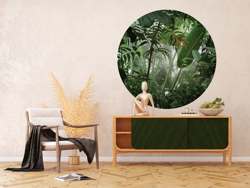 Sanders & Sanders zelfklevende behangcirkel tropische jungle bladeren groen - Ø 140 cm - 601137