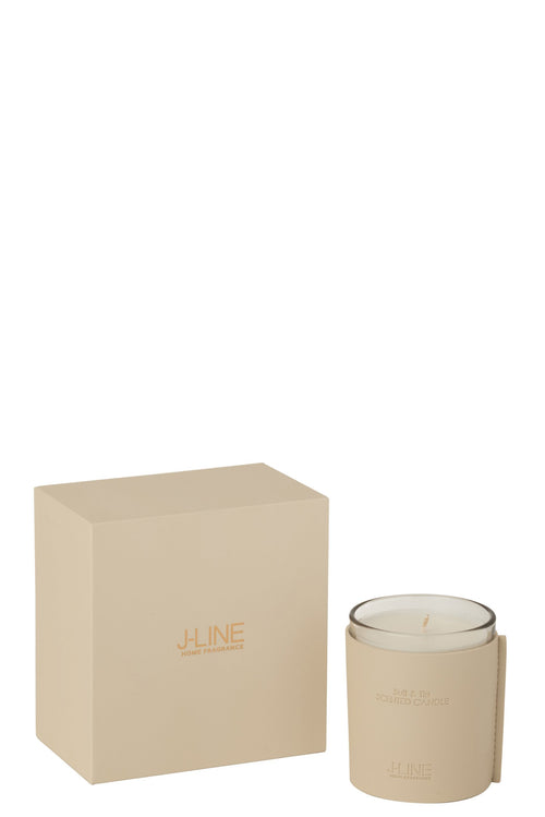 J-Line geurkaars Leder - Suit & Tie - glas - beige - 40U