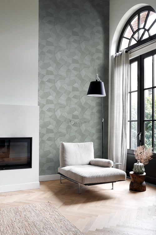 Origin Wallcoverings eco-texture vliesbehang grafisch 3D motief blauw grijs - 0.53 x 10.05 m - 347820 - vtwonen shop