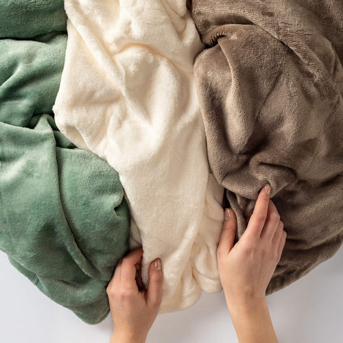 CHARLIE - plaid 200x220 cm - extra grote fleece deken - effen kleur - Driftwood - taupe