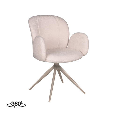 LABEL51 Eetkamerstoel Kimball - Naturel/Taupe - Draaibaar - Set van 2