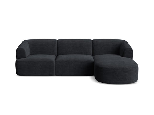 Cosmopolitan Design Modulaire hoekbank rechts Campi 4-zits, ribfluwelen zwart - 156x256x70cm
