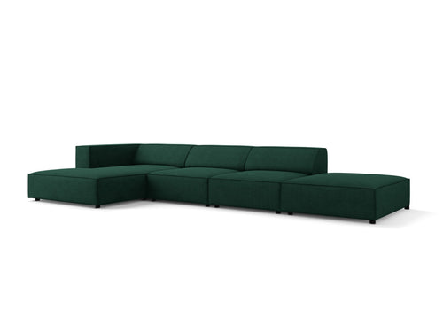 Cosmopolitan Design linker hoekbank Arendal 5-zits, chenille met ribbeleffect, flessengroen - 166x341x70cm