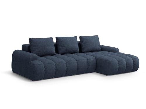 Cosmopolitan Design Converteerbare hoekbank rechts met opbergdoos Linz 3-zits, structurele stof donkerblauw - 142x275x84cm