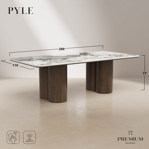 Premium Interiors - Eettafel PYLE - multiplex en keramiek donker walnoot 240cm
