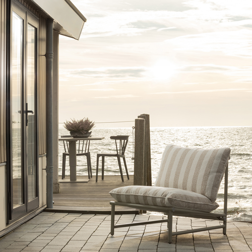 WOOOD loungestoel tuin gestreept Elvo - Aluminium - Wit/Zand - 75x82x75