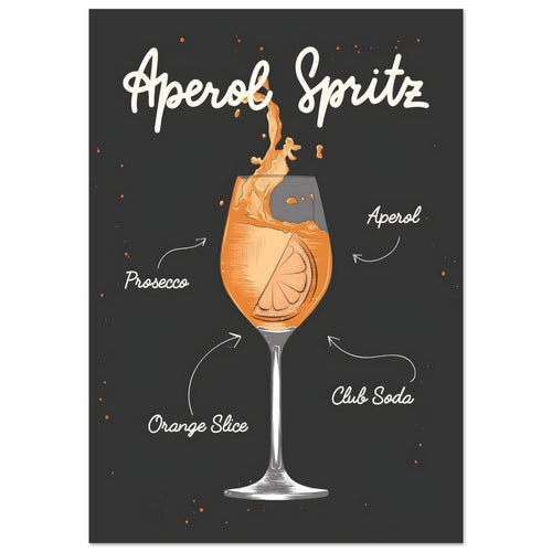 Artfulprints  Aperol Spritz cocktail I – Illustratie   poster 50x70 cm