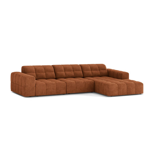 Cosmopolitan Design - Rechter hoekbank Chicago 4-zits, chenille baksteen - 167x294x78cm