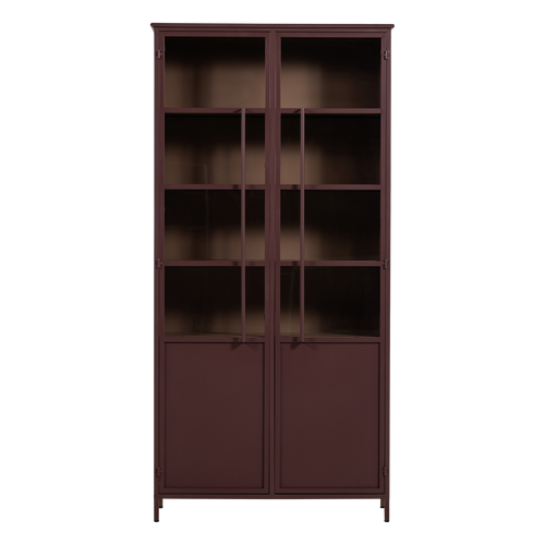 WOOOD xl 2-deurs vitrinekast Exhibit - Metaal - Bordeauxrood - 203x99x45