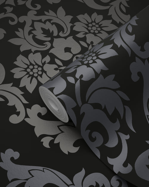 Origin Wallcoverings behang ornamenten zwart en glanzend brons - 53 cm x 10,05 m - 346208