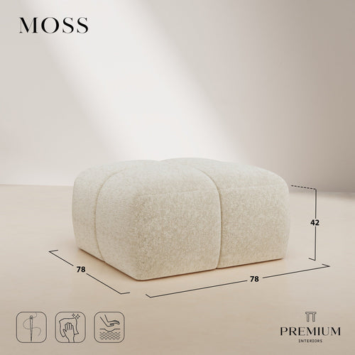 Premium Interiors - Poef MOSS - fluweel met structuur beige 78cm