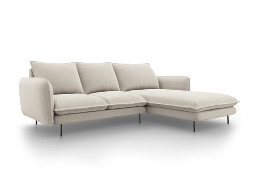 Cosmopolitan Design rechter hoekbank Vienna 5-zits, structurele stof, lichtbeige - 170x255x95cm