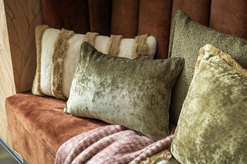 SKYLER - kussenhoes 40x60 cm - fluweel - Military Olive - groen