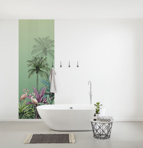 Komar fotobehang tropische bladeren met flamingo's groen - 100 x 280 cm - 610034 - vtwonen shop