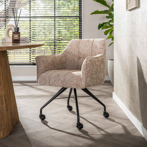 Giga Meubel Eetkamerstoel Hoven - Zand - Incl. Wieltjes - Set van 2 - vtwonen shop