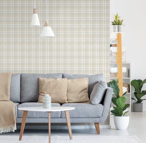Sanders & Sanders behang ruiten beige en grijs - 53 cm x 10.05 m - 640713