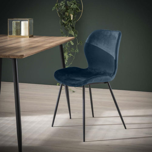 Giga Meubel Eetkamerstoel Velvet - Blauw - Set van 4