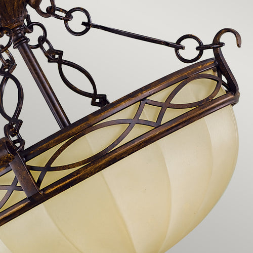 Elstead Drawing Room - 3-lichts semi-inbouw plafondlamp walnoot, E27