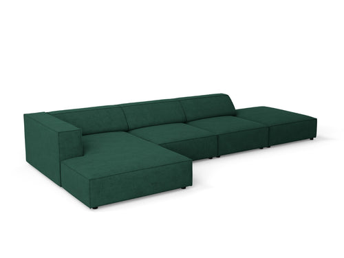 Cosmopolitan Design linker hoekbank Arendal 5-zits, chenille met ribbeleffect, flessengroen - 166x341x70cm