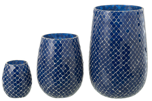 J-Line geurkaars Mia Mozaiek - Juniper love - glas - blauw - large - 230U