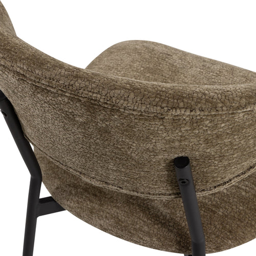 WOOOD eetkamerstoelen Kjeld - Chenille - Bruin - Set van 2