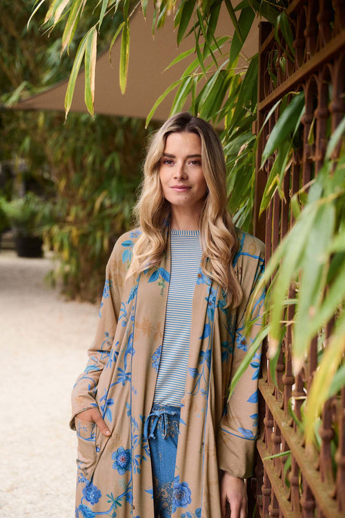 Pip Studio - Nisha Kimono Dames - Marigold - Blauw - XXL