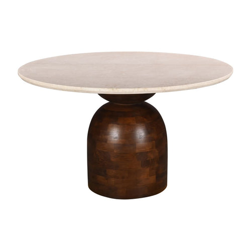 DÉJA Living Eettafel Miro Rond - Marmer/Hout - Donkerbruin - 130x130x75cm - vtwonen shop