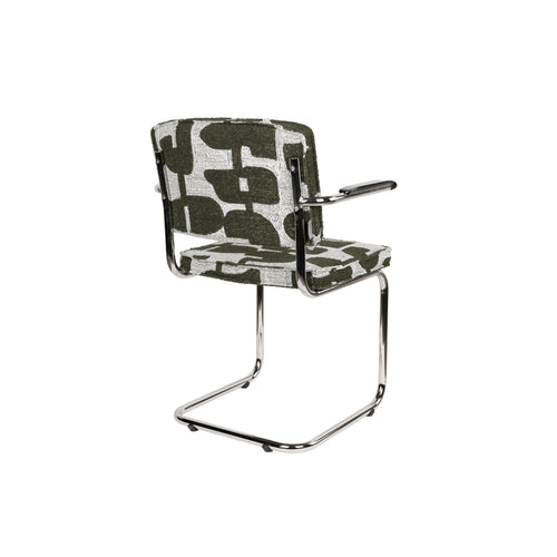 Zuiver Ridge Deco Symbols Eetkamerstoelen Armleuning Groen  - Set van 2