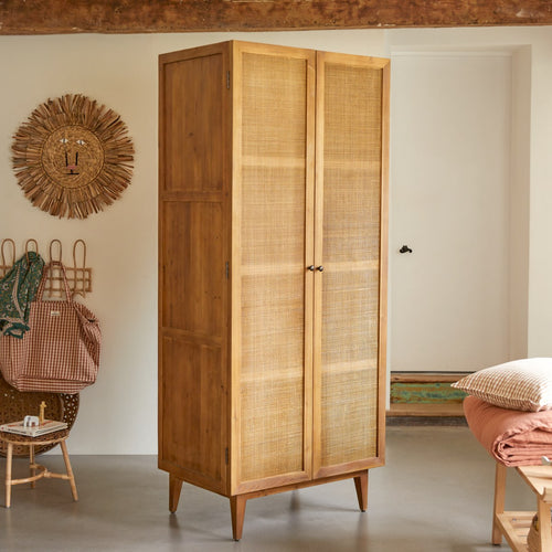 Tikamoon Kinderkast van grenenhout en rotan vlechtwerk - Naturel - vtwonen shop