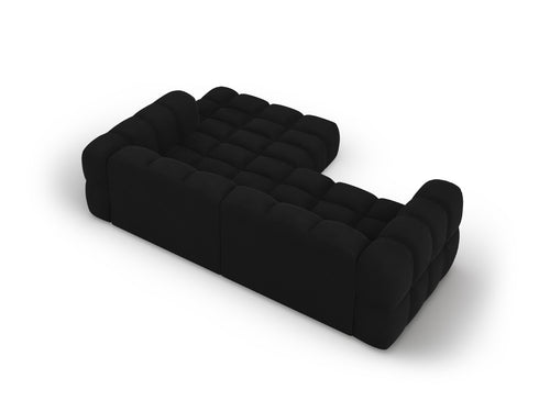 Cosmopolitan Design Modulaire hoekbank rechts Sky 3-zits, flueel, zwart - 162x244x70cm