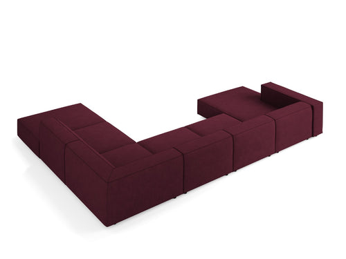 Cosmopolitan Design Panoramische hoekbank rechts Arendal 7-zits, chenille met ribbeleffect, robijn - 262x364x70cm