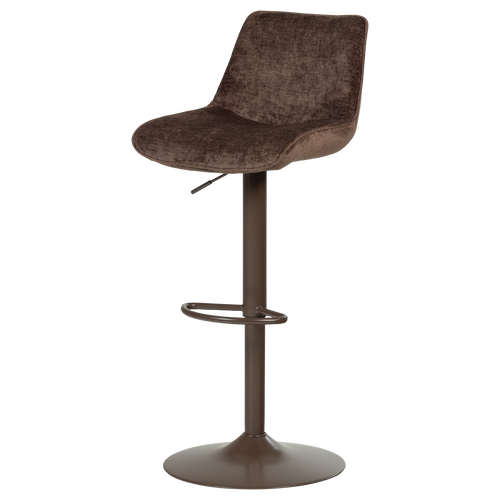 WOOOD barstoel in hoogte verstelbaar Marten - Chenille - Donkerbruin - 110x45x50