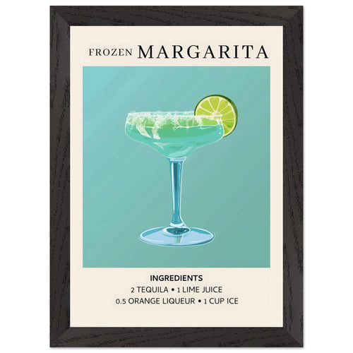 Artfulprints Poster met Lijst Frozen Margarita cocktail II - Ingrediënten   - A4 21x29.7 cm - Turquoise