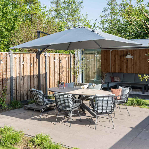 Hawaii parasol - 300x300 cm - carbon black - licht grijs - vtwonen shop