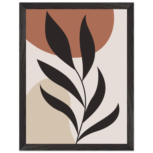 Artfulprints Poster met Lijst Boho - Abstract leaf   - 30x40 cm - Terracotta