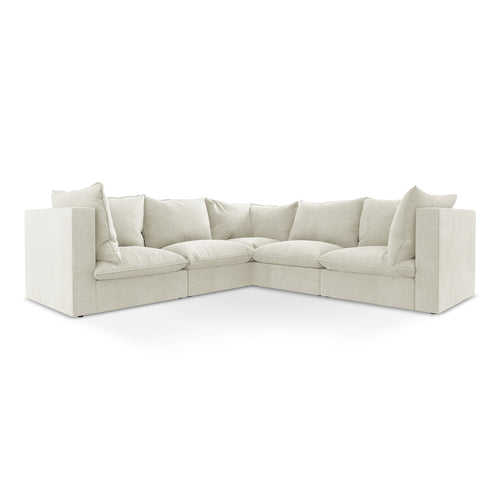 LaMiaSofa Modulaire hoekbank Ravenna - textuurstof - beige - 255x255x77