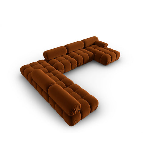 Cosmopolitan Design - Modulaire panoramische hoekbank links Cortina 7-zits, flueel terracotta - 282x376x70cm