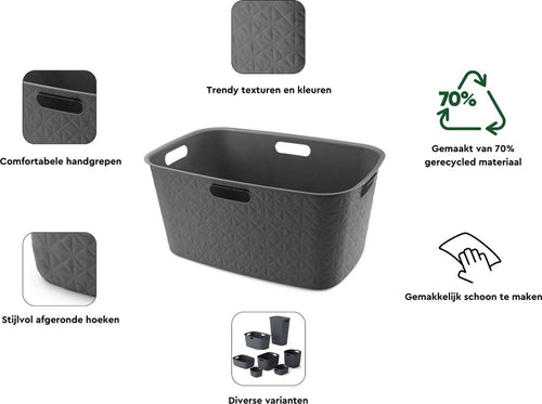 Curver Softex Wasmand - 45 liter - 57x37x27cm - Antraciet - vtwonen shop