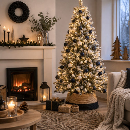 Mica Decorations Kerstboomrok H26 x D58 cm - Kerstboommand - Zwart/ Bruin - Gevlochten Zeegras