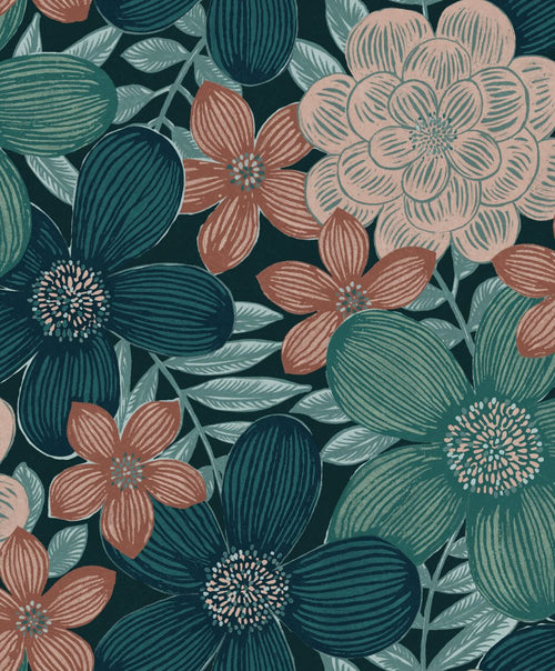 Masureel behang bloemen groen - 53 cm x 10.05 m - 632004 - vtwonen shop