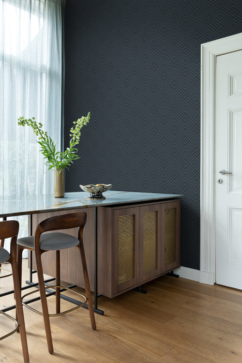 Origin Wallcoverings behang 3D grafisch motief donkerblauw - 50 x 900 cm - 347982 - vtwonen shop