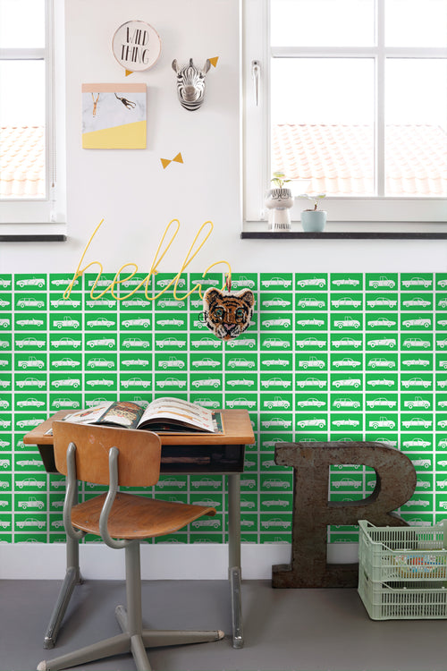 ESTAhome behang auto's groen - 53 cm x 10.05 m - 115828