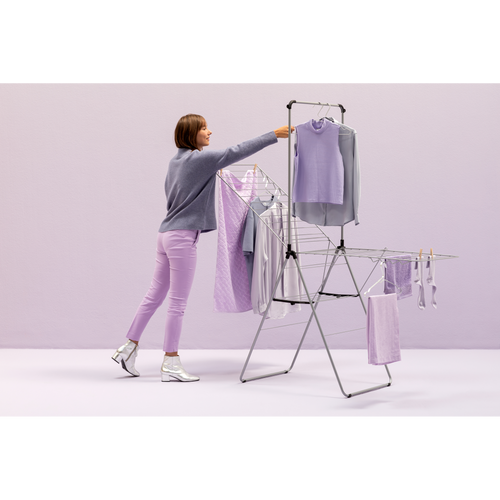 Brabantia HangOn droogrek, 25 meter met stang - Metallic Grey