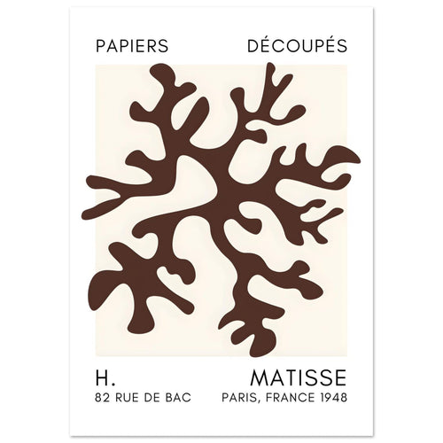 Artfulprints  Matisse – Dreamy coral flower brown   poster A4 21x29.7 cm
