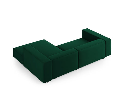 Cosmopolitan Design rechter hoekbank Arendal 3-zits, flueel, flessengroen - 166x224x70cm
