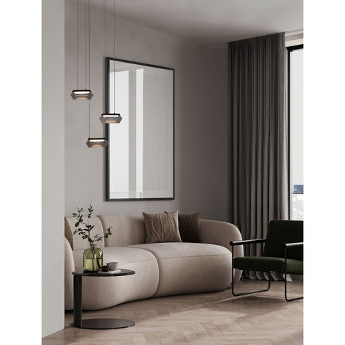 Nova Luce JAILYN Hanglamp met clusterdesign, zandkleurig zwart, rookkleurig, Triac dimbare LED 24W 960lm 3000K