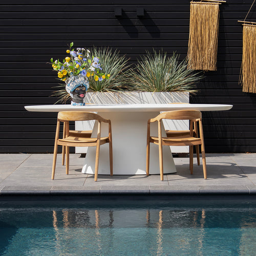 Giga Meubel Tuintafel Cleo - Ovaal 160cm - Wit Eco Composiet