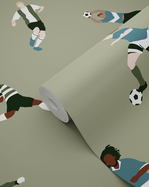ESTAhome behang voetbalspelers donkergroen - 50 x 900 cm - 131554